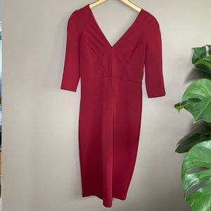 ZARA Woman cranberry front & back v-neck dress - M